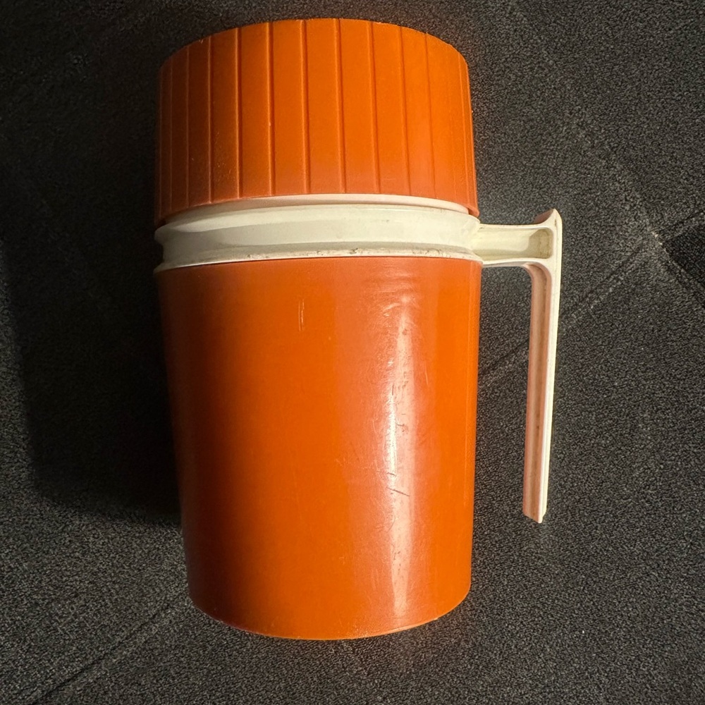 Vintage Plastic Thermos Hot Cold  10oz Orange 1970's